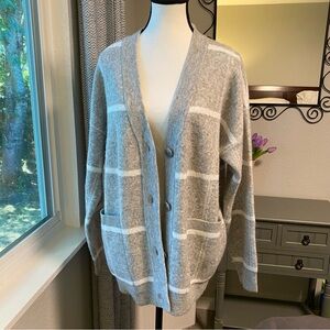 A New Day Grey w White Stripes Oversized Cardigan - Size Small (fits like Large)